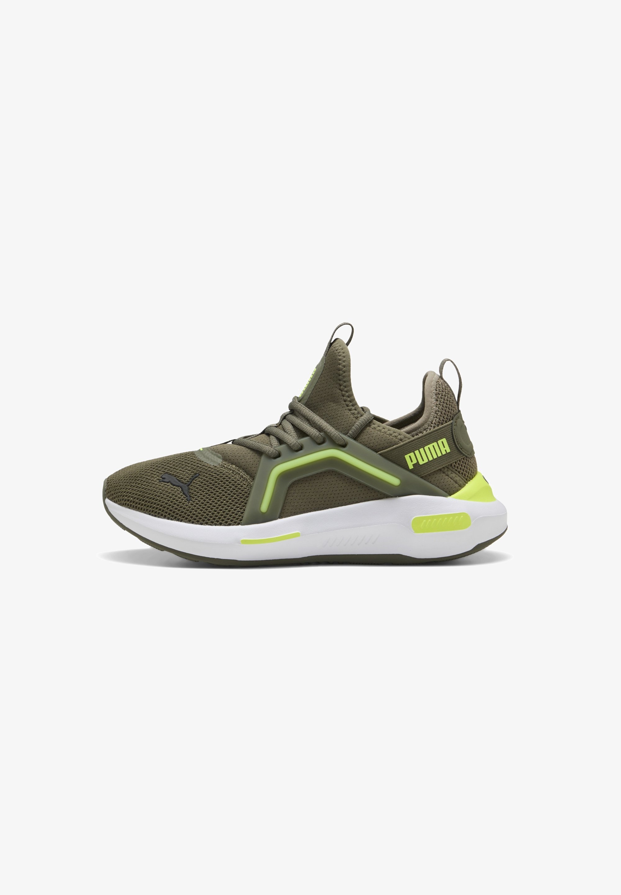 Puma SOFTRIDE ENZO - Treningssko - loden green yellow alert