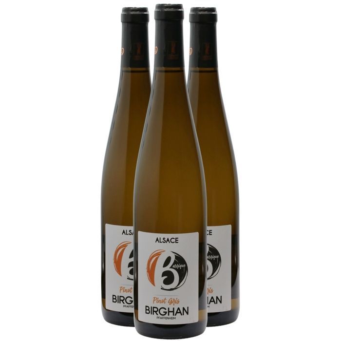 Birghan Alsace Pinot Gris Élevé en Barrique 2020 - Vin Blanc d' Alsace (3x75cl) BIO