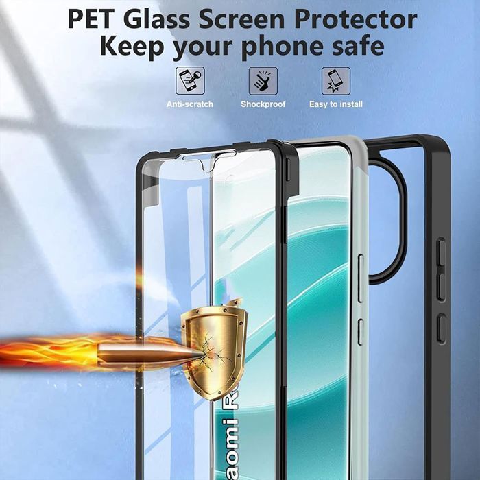 Capa para Xiaomi Redmi Note 15 5G - Proteção total para a frente e para trás - Borda preta