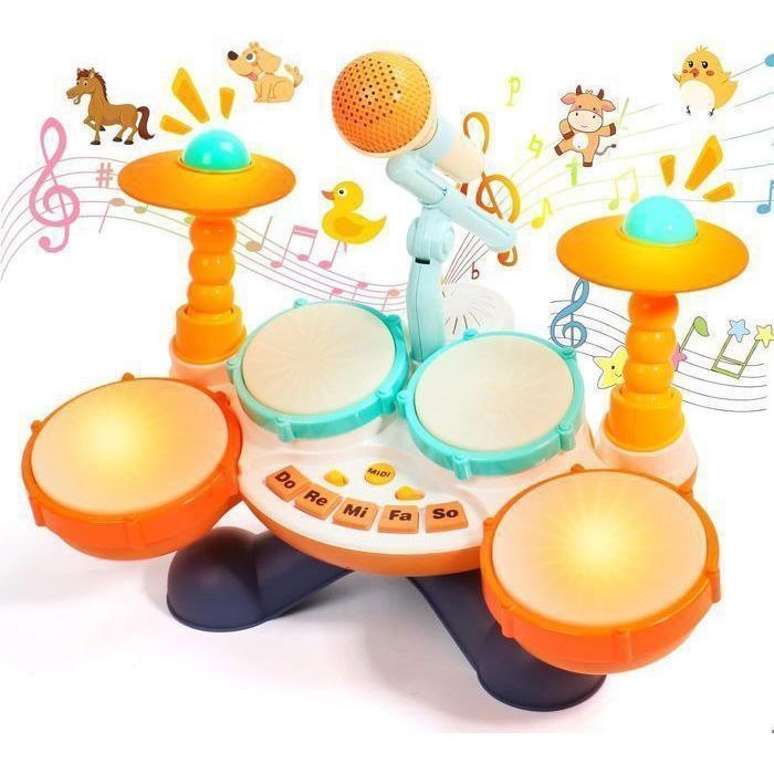 Instrumento musical para bebés, batería de juguete para bebés, tambor de juguete para niños - 3 modos - Apto para niños y niñas de 1 año en adelante