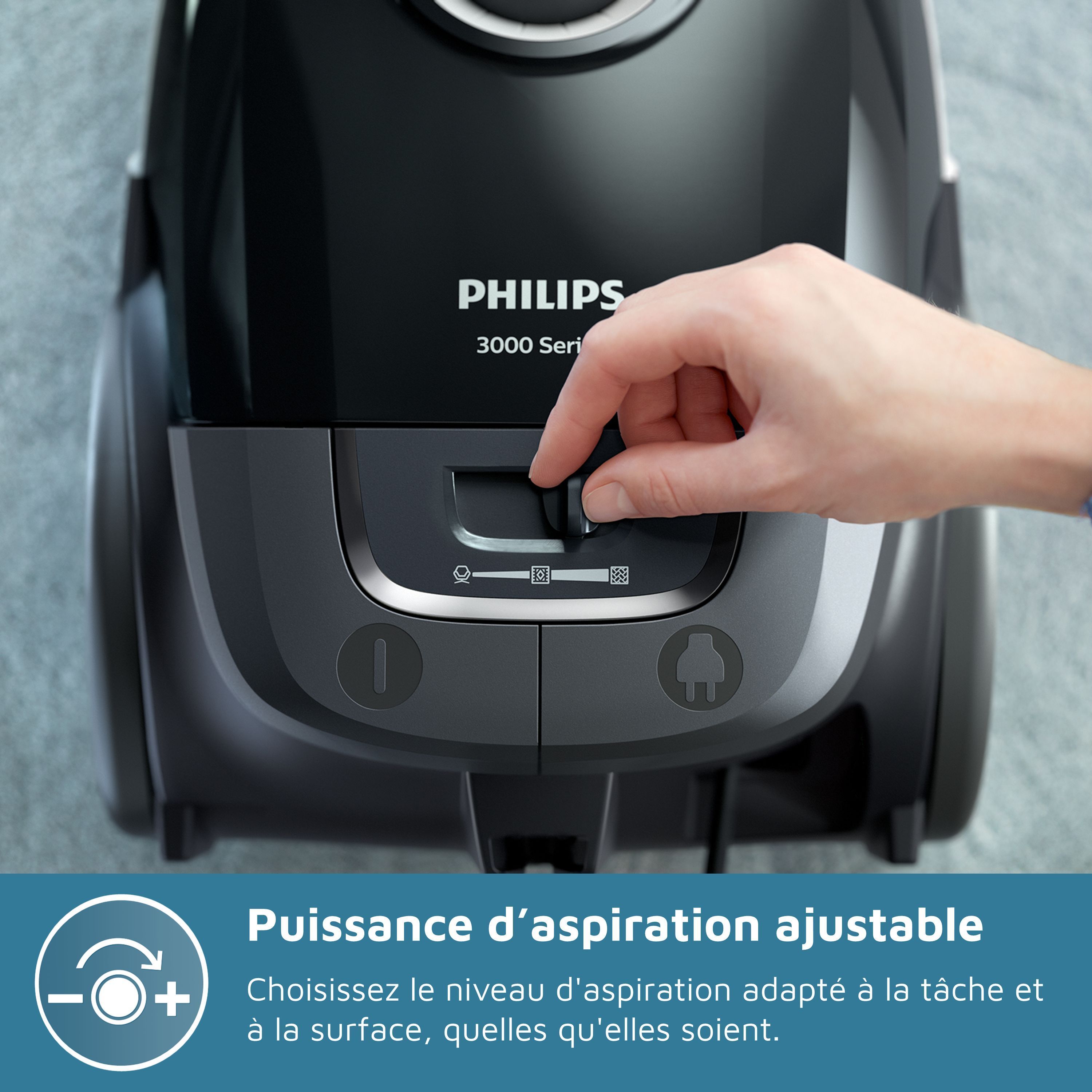 Aspiradora con bolsa - PHILIPS - XD3112/09 - Serie 3000 Performer Compact - 900W - 79dB - Negra