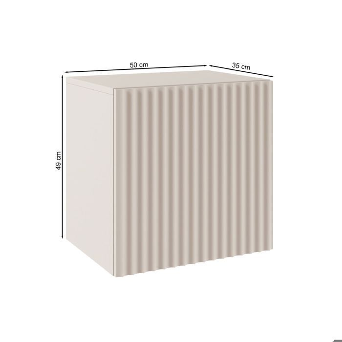 Comodino con 1 anta e frontale a doghe scanalate – SUNDS – 50 cm – beige cashmere