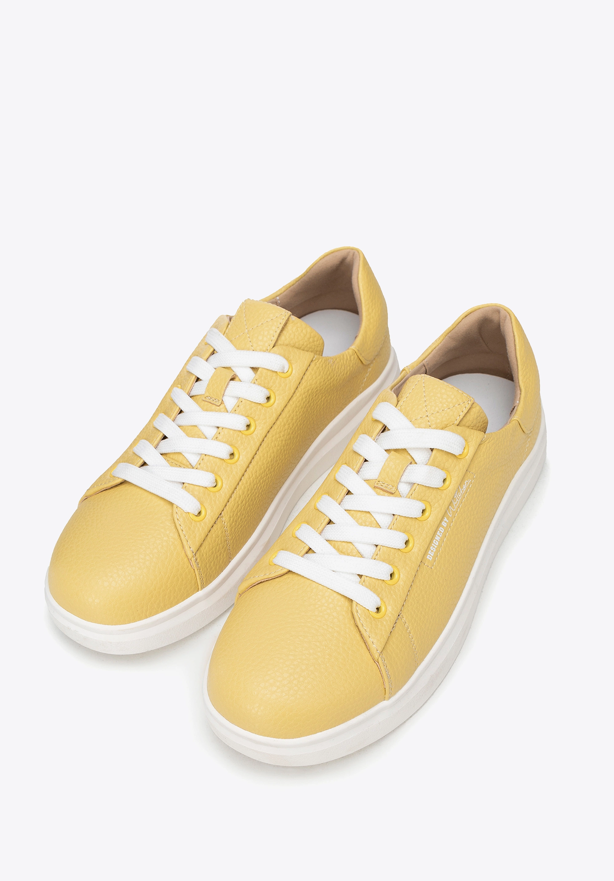 Damskie klasyczne sneakersy na platformie żółte