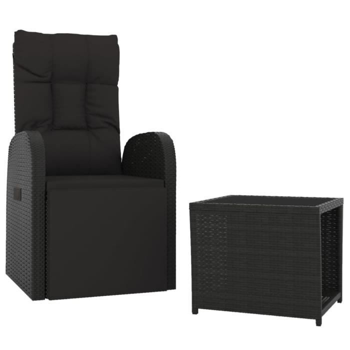 vidaXL Ensemble de salon de jardin 2 pcs noir poly rotin et acier 3157661