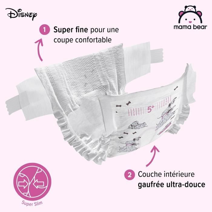 Mama Bear Disney Couches bébé Ultra Absorbantes,Taille 5+ 11-17 kg,Blanc,144 Pièces 2 lot de 72 - PACK MENSUEL