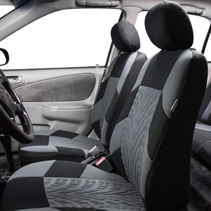 Juego de fundas universales para asientos de coche MOMOTOU, gris oscuro, 9 piezas — Textura de neumático, delanteras y traseras