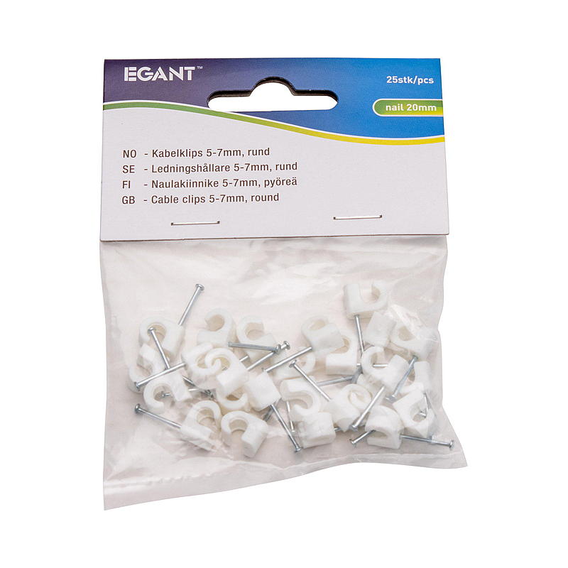 Fascette stringicavo Egant, confezione da 25 pezzi, rotonde, bianche, 5-7 mm, Egant