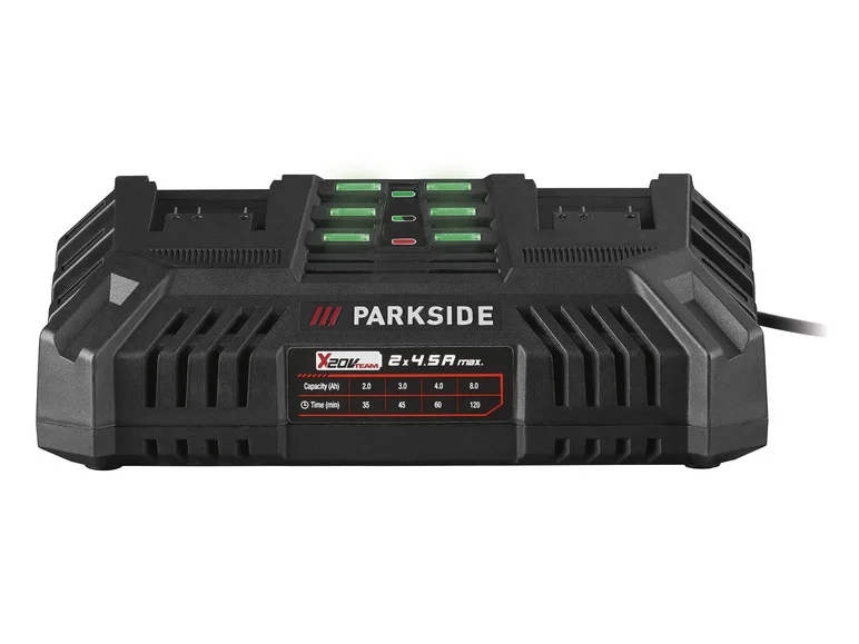 Încărcător dual pentru baterii PARKSIDE® PDSLG 20 B1, 2 x 4,5 A, 20 V