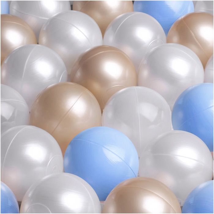 Piscine à Balles pour Bébé Enfants pour la Chambre MISIOO Ronde Velours Côtelé Bleu 90x30 cm 300 Balles: Bleu/Doré/Blanc Perle