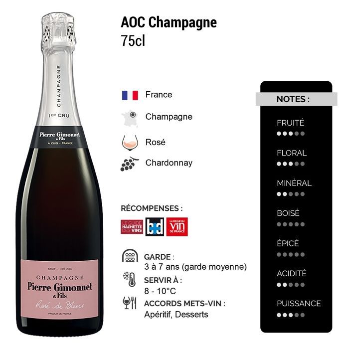 Champagne Pierre Gimonnet et Fils Rosé de Blancs Brut - Champagne (3x75cl)