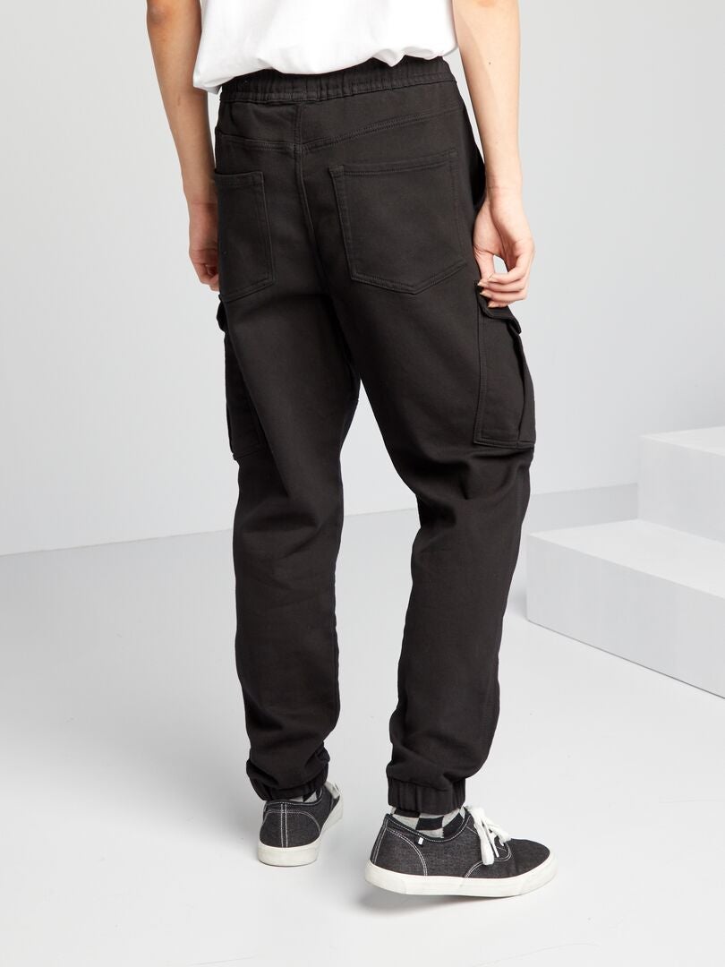 Calça jogger com efeito jeans - PRETA