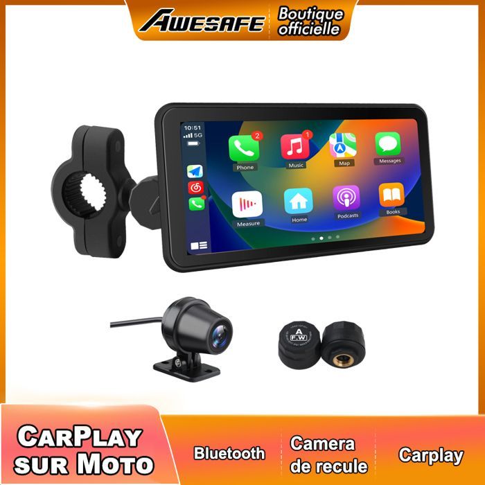 AWESAFE Moto CarPlay Android Auto con GPS Pantalla de 6.25