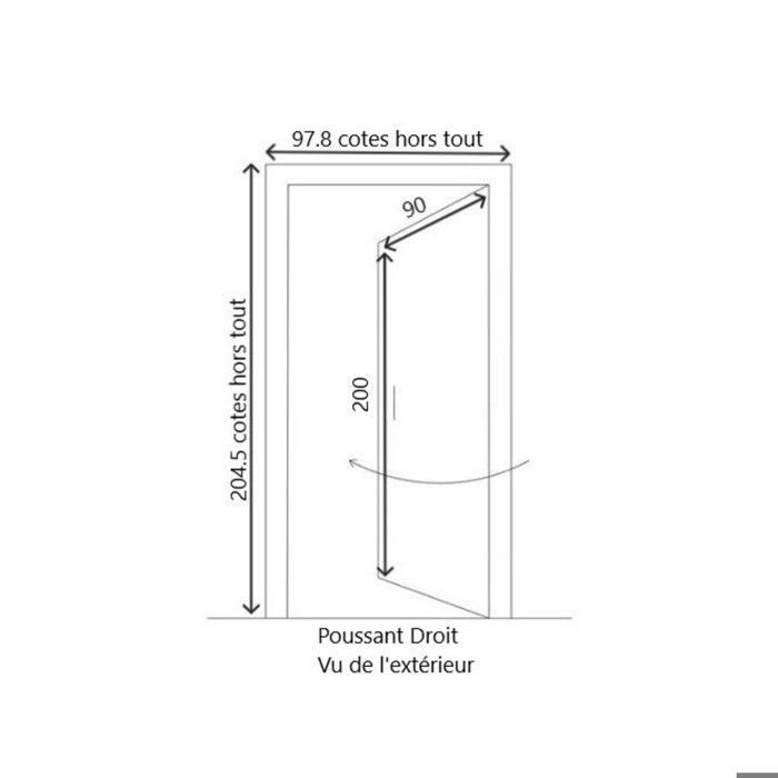 Puerta de entrada de madera acristalada de estilo náutico, 200 cm de alto x 90 cm de ancho, lado derecho del marco de la puerta.