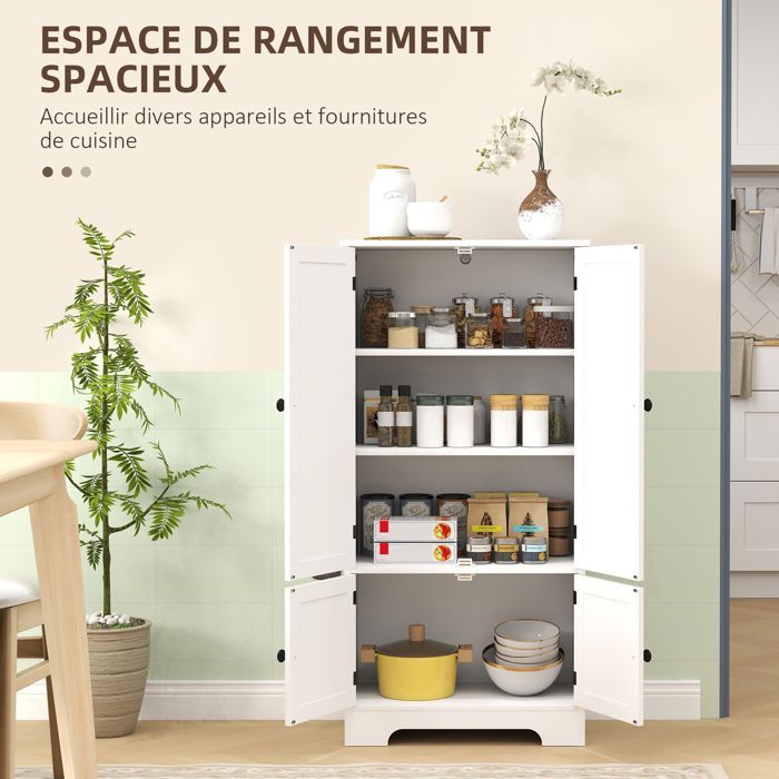 Kitchen cabinet - HOMCOM - adjustable cupboards and shelves - 58.2 x 30 x 123 cm - white