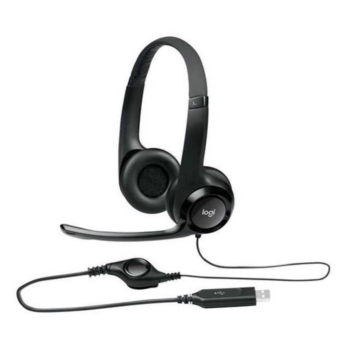 Auriculares con cable Logitech H390, USB, con cancelación de ruido, color negro.