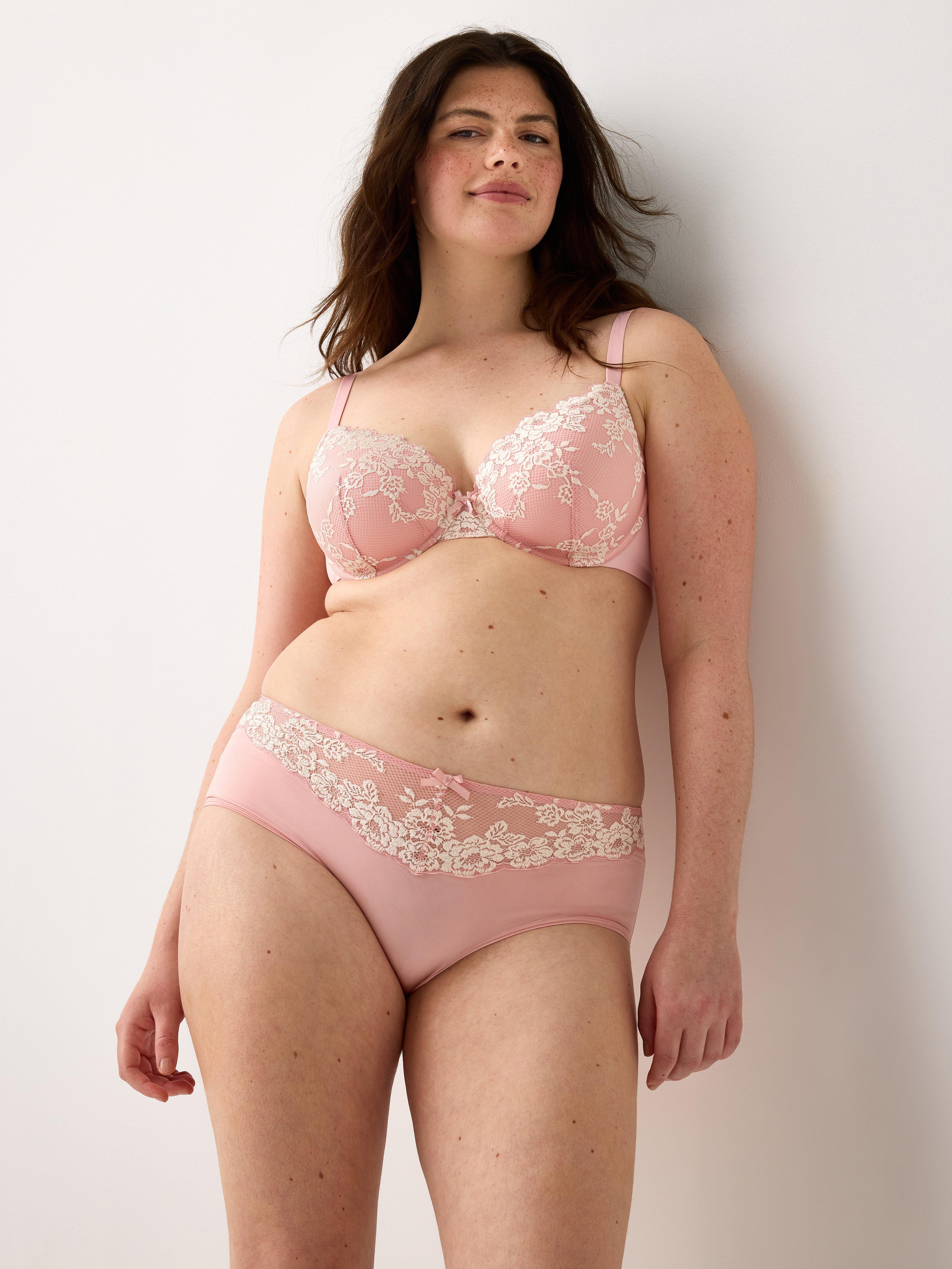 Sutiã camiseta Lily com renda rosa claro