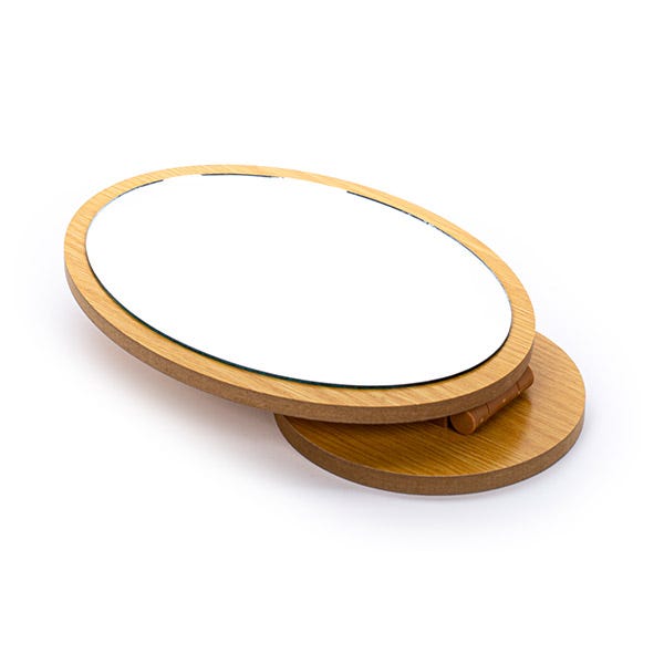 Oglindă rotundă din lemn cu model botanic | 1 buc