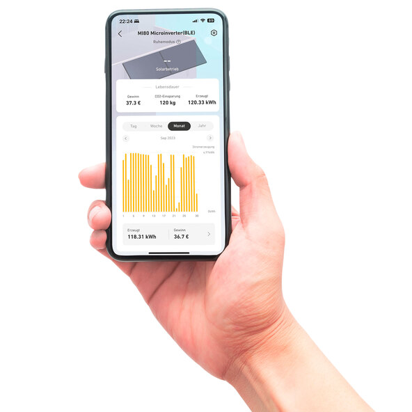 Bifacial balcony power plant 900W / 800W incl. storage battery and wall bracket for railings, square
