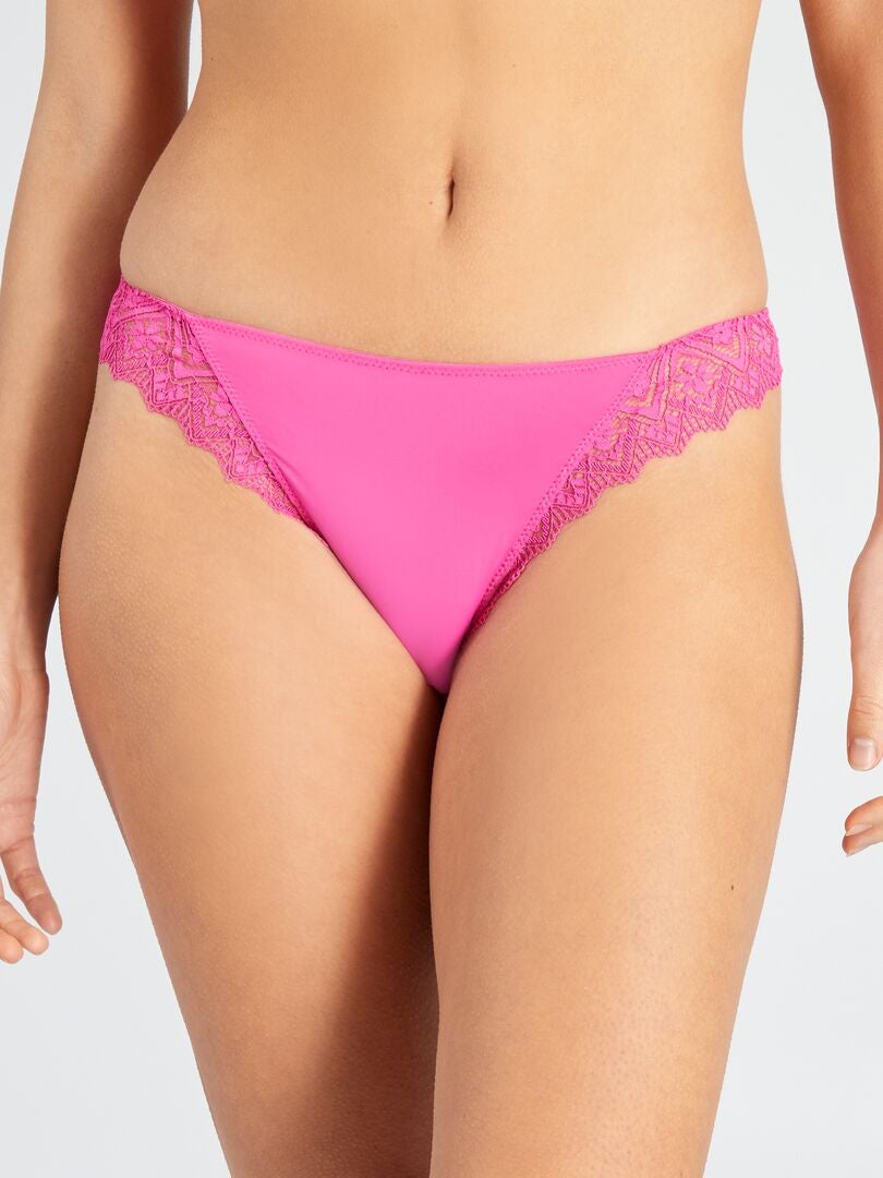 Calcinha de renda e microfibra - ROSA