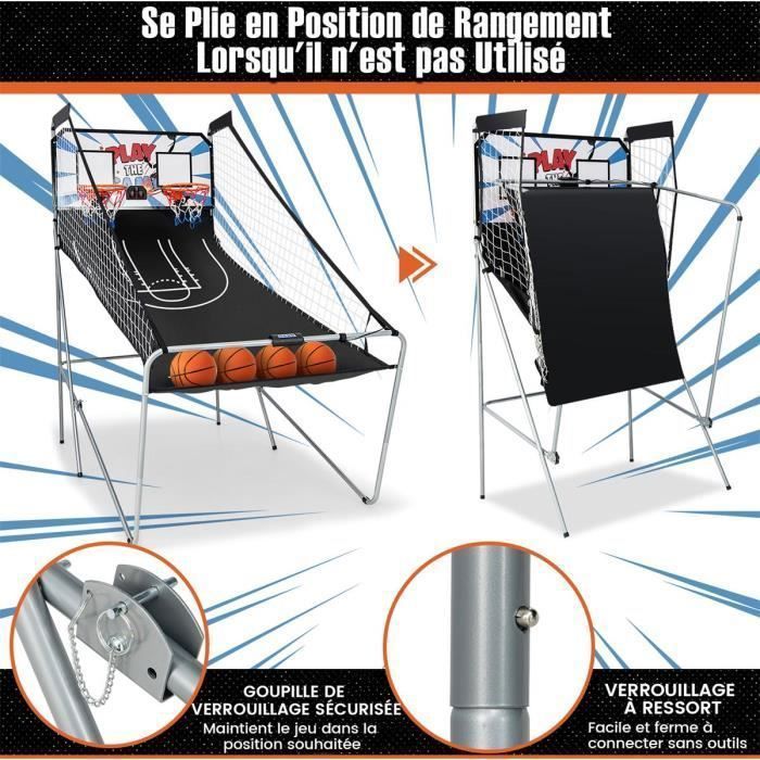 Juego de baloncesto plegable COSTWAY con 2 aros, 4 pelotas, bomba de inflado, sistema de puntuación, 8 modos, de 1 a 4 jugadores, color blanco.