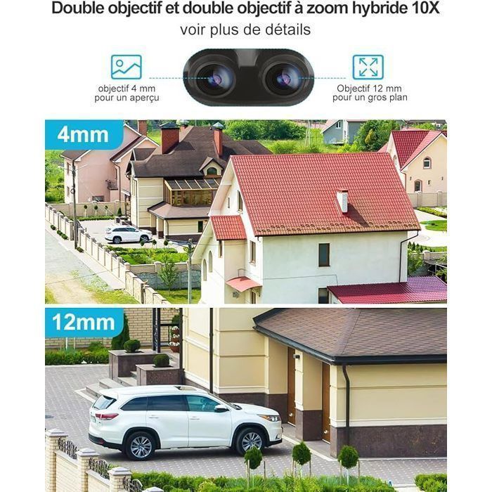 Cámara de vigilancia exterior PTZ GENBOLT 2.5K, WIFI 2.4/5GHz, cámara IP de 4MP con doble lente, DC y PoE, zoom 10X, IK10 resistente al vandalismo.