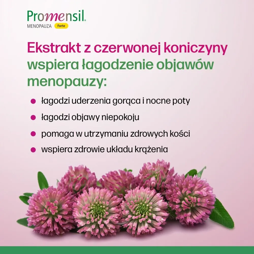 Promensil Forte, Preparat łagodzący objawy menopauzy, Tabletki