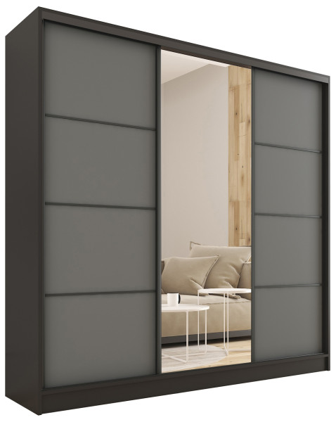 Szafa przesuwna z lustrem 180 cm LOFT z półkami