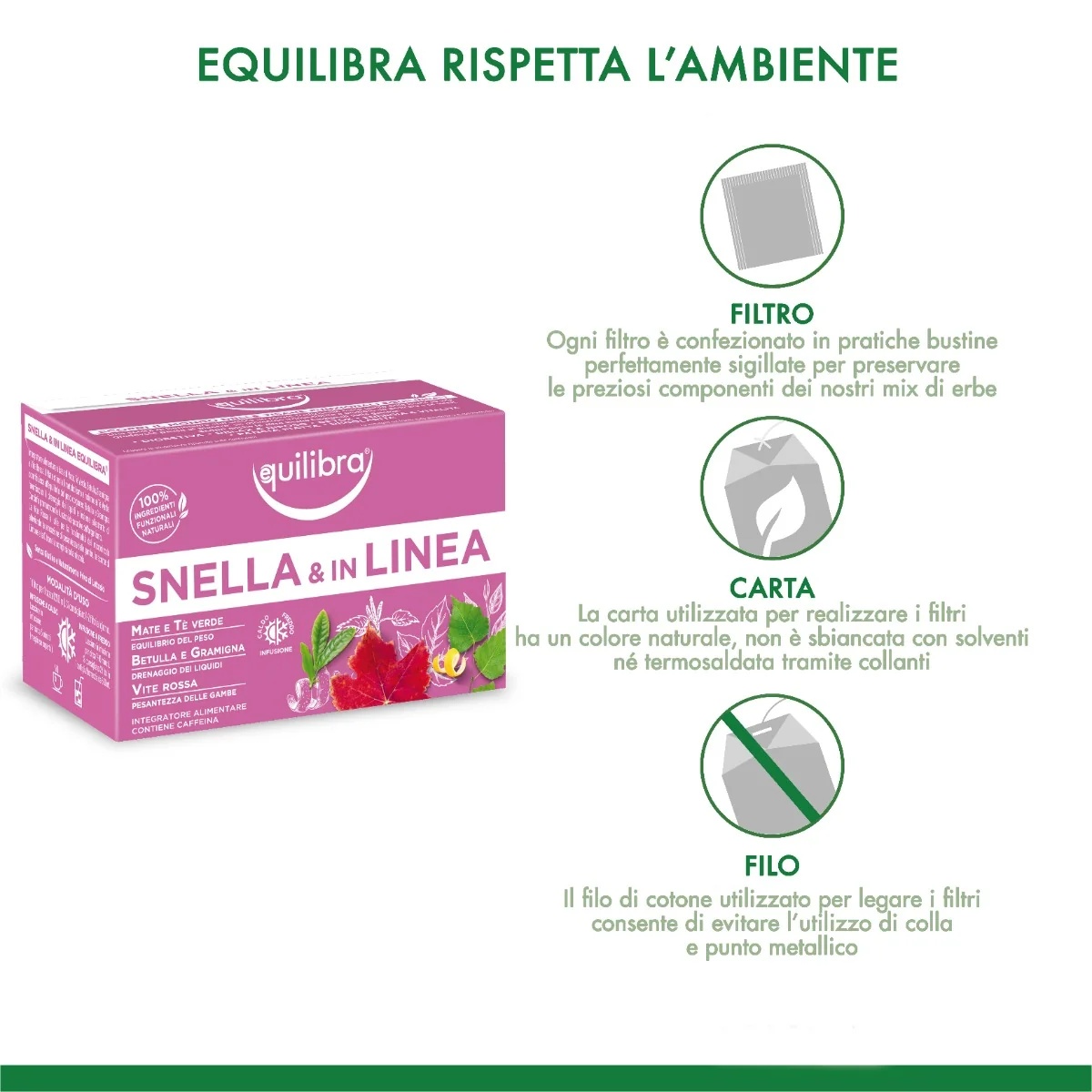 Equilibra kruidenthee Equilibra Slim and Fit 15 filters Groene thee Berk Rode wijnstok