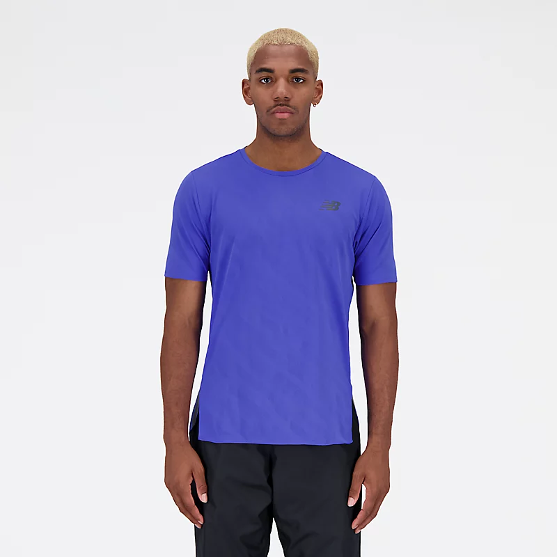 Q Speed Herren-T-Shirt mit Jacquard-Muster und kurzen Ärmeln – Marineblau