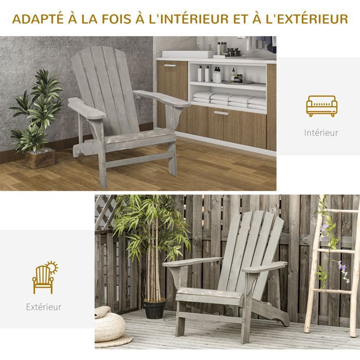Outsunny - Gartenstuhl - Holz - 78x89x88cm - Grau