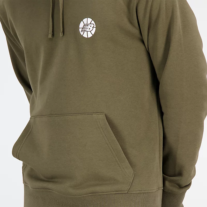 NB Hoops Essentials Fundamental kapucnis pulóverek férfiaknak – SÖTÉT MOHA