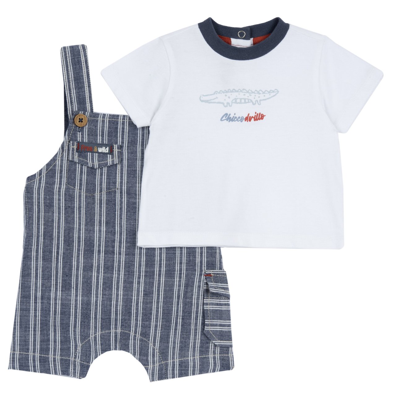 Set aus T-Shirt und kurzer Latzhose mit Taschen