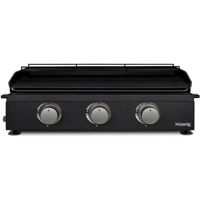 Gas griddle - HKOENIG - 3 burners - Enameled cast iron cooking surface - Outdoor use