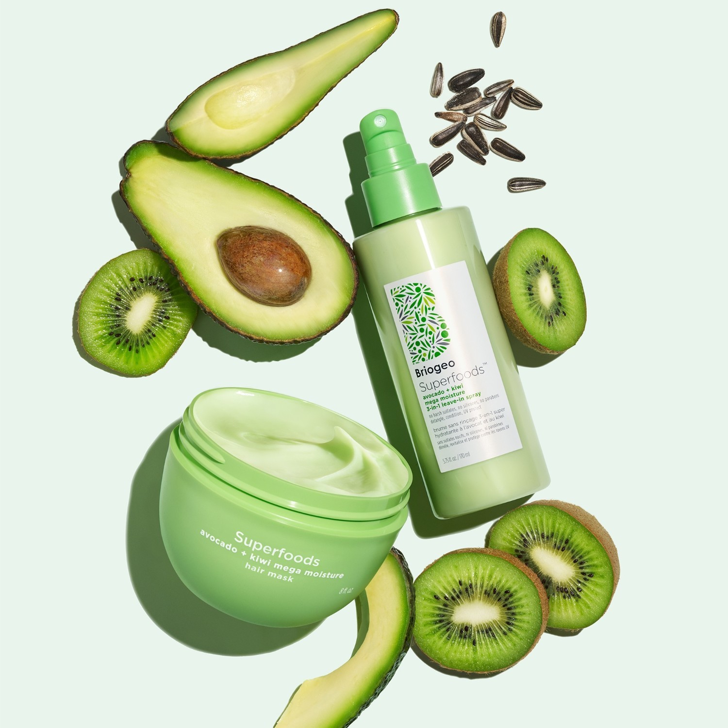 Briogeo bezoplachový kondicionér Superfoods™ Avokádo + Kiwi Mega Moisture 3 v 1 bezoplachový sprej - 170 ml
