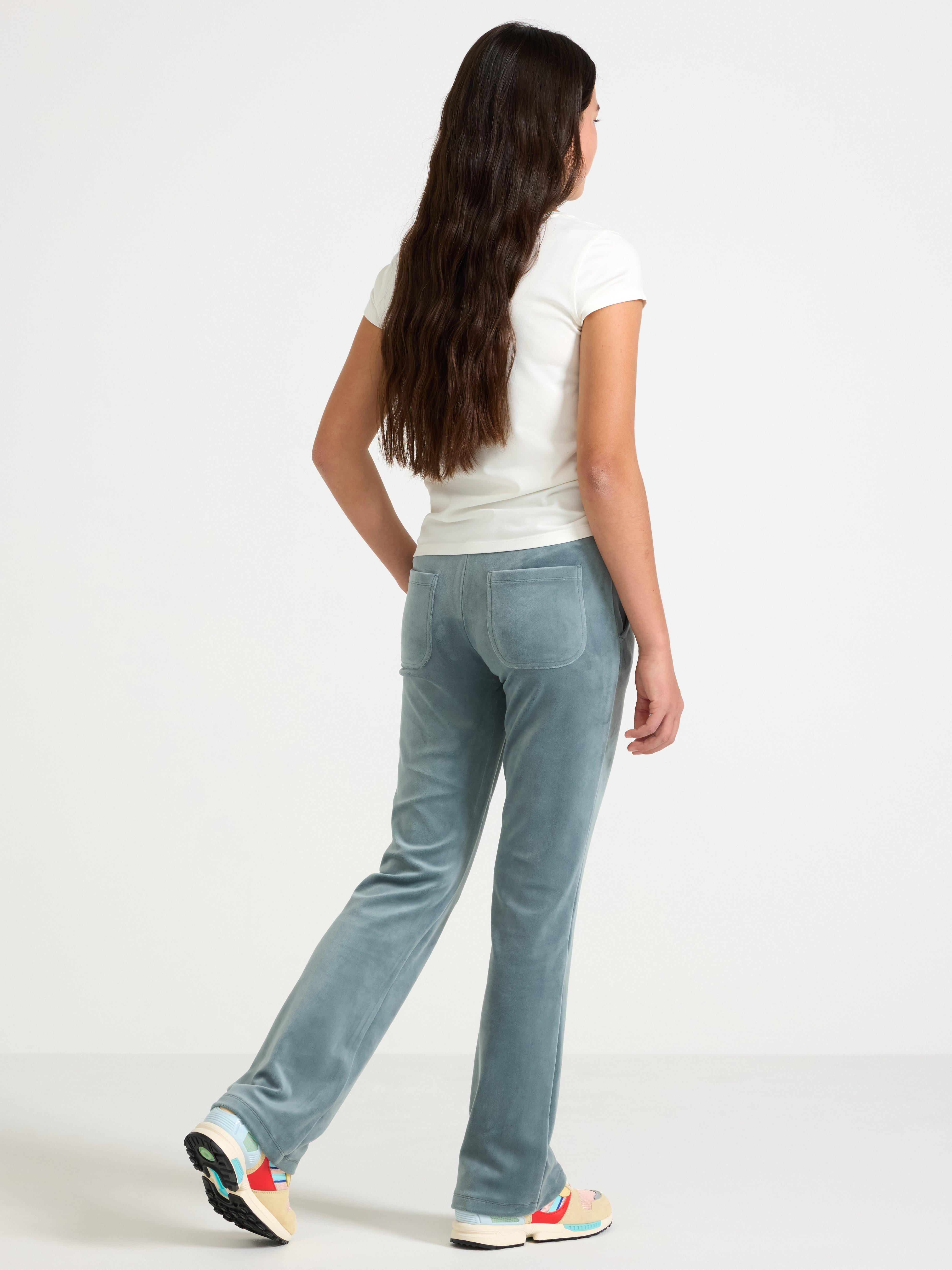 Dusty Aqua velour slengbukser