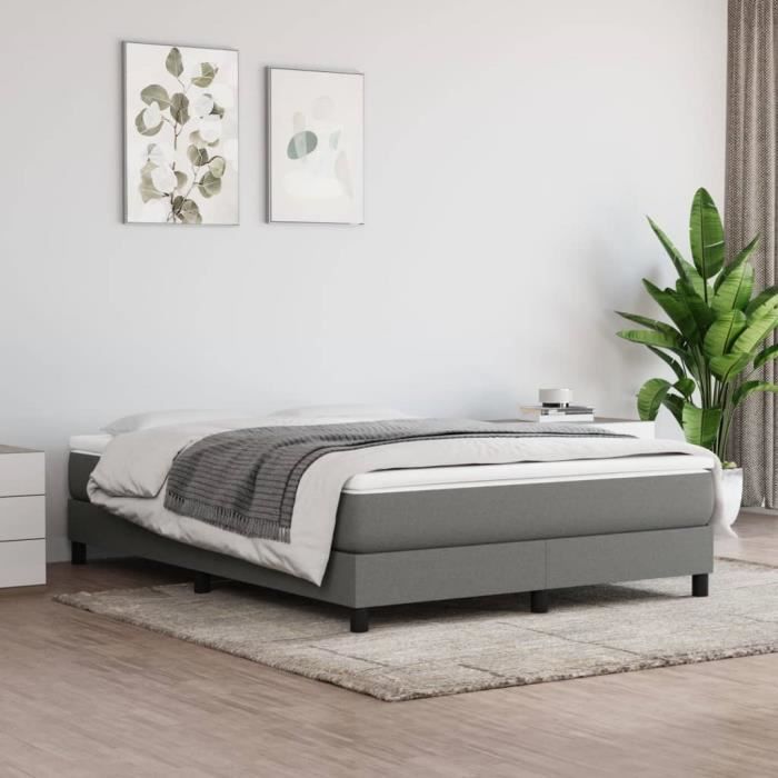Base de cama de muelles KEENSO - 140x190 cm - Gris oscuro - Requiere montaje - Tejido resistente