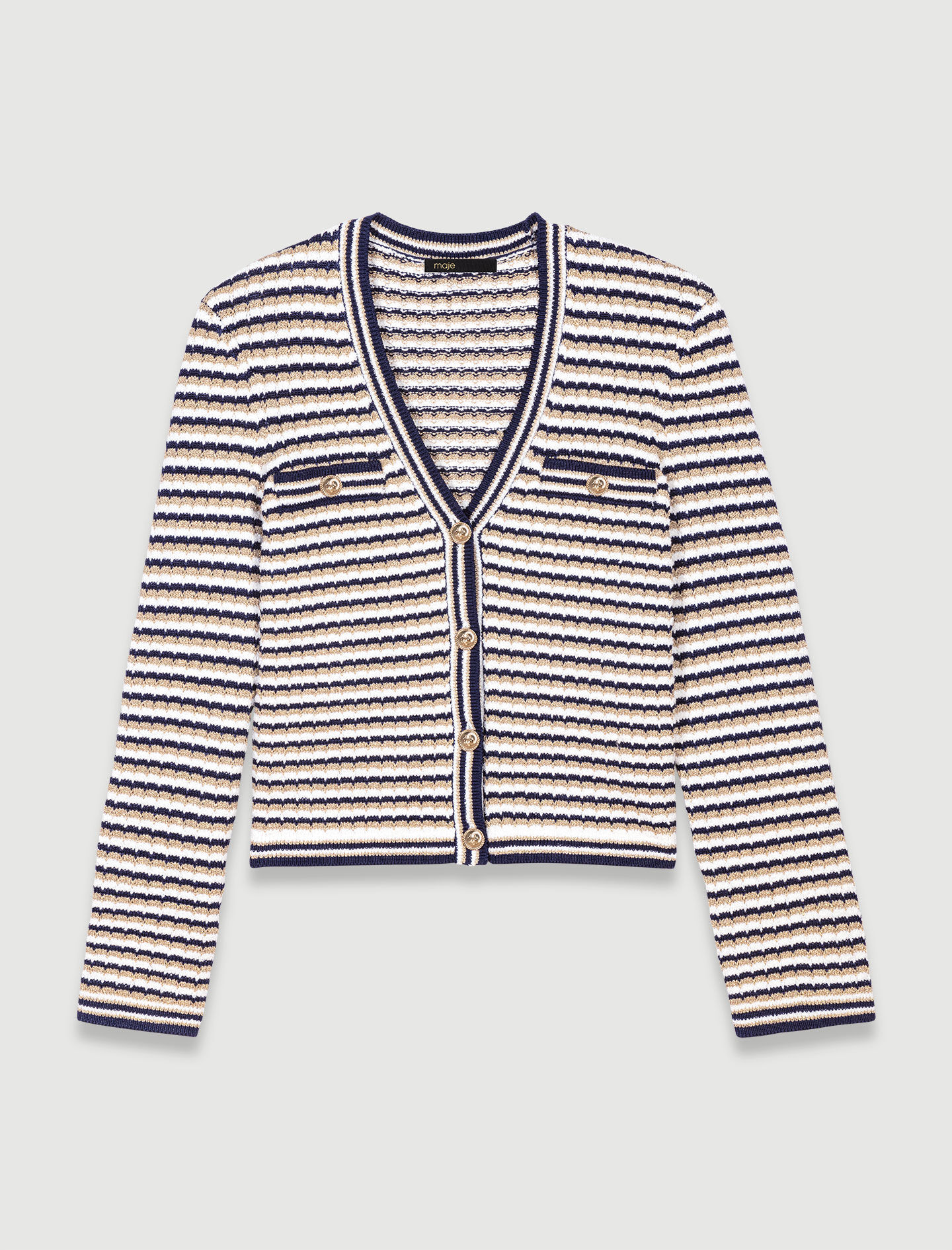 Cardigan tricotat-Marine / Dorée