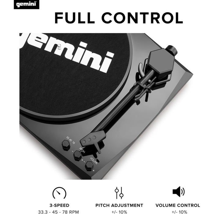 TT-900 Bluetooth-Plattenspieler, 3 Geschwindigkeiten, Pitch-Control, Hi-Fi-Stereo-Sound, Schwarz