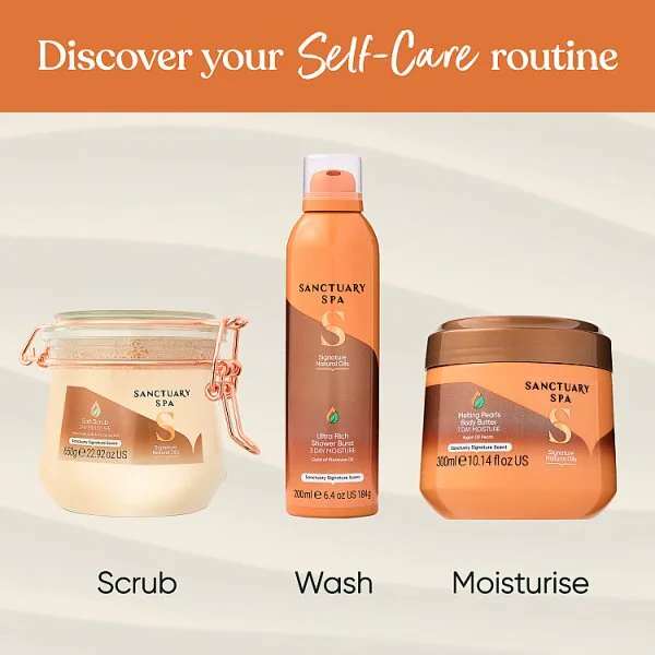 Explosión de ducha ultrarrica con aceites naturales exclusivos de Sanctuary Spa