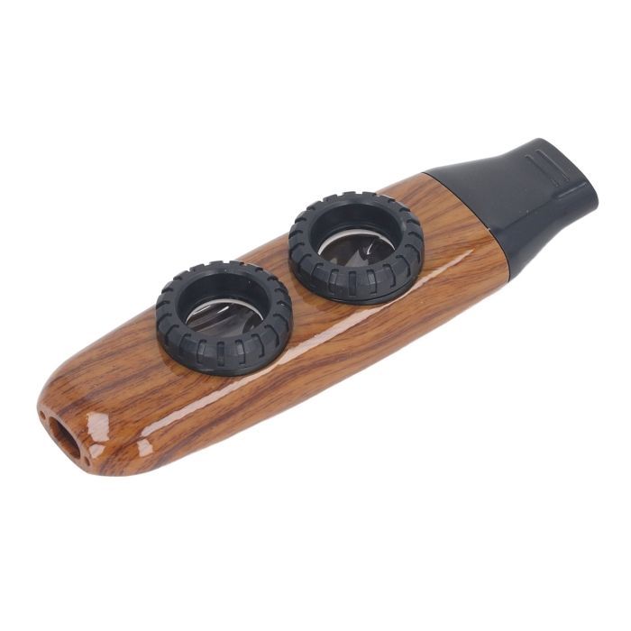 Vvikizy Kazoo a doppio flauto regolabile, strumento musicale a fiato con doppi fori e diaframma, colore legno naturale
