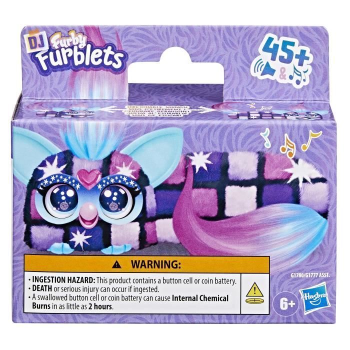 Furby DJ Furblets Dis-Co-Dazz, mini elektronisch pluche speelgoed, kinderspeelgoed, 45 geluiden en muziek, geschikt voor kinderen vanaf 6 jaar.