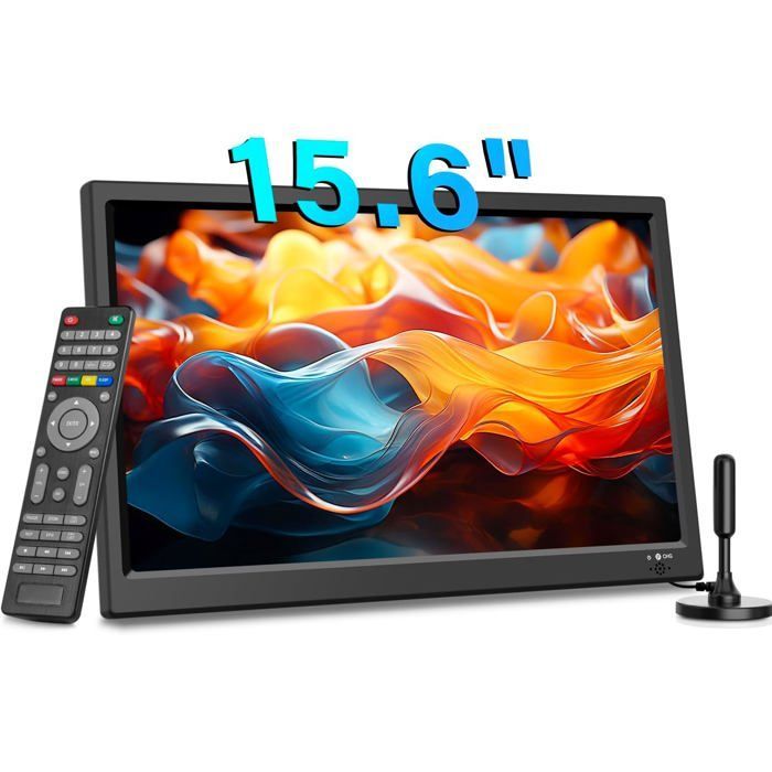 Televisore digitale portatile - SUTEO - 15,6 pollici - DVB-T2 - Ingressi HDMI/USB/AV - Telecomando