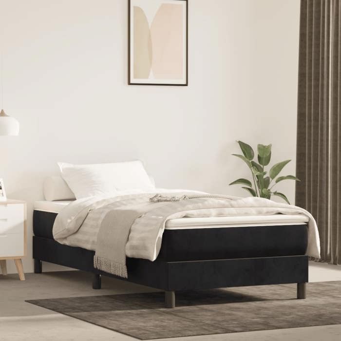Zomer 2026@Eenpersoonsbedframe - Lattenbodem - voor volwassenen - Zwart 90x190cm fluweel, 8814