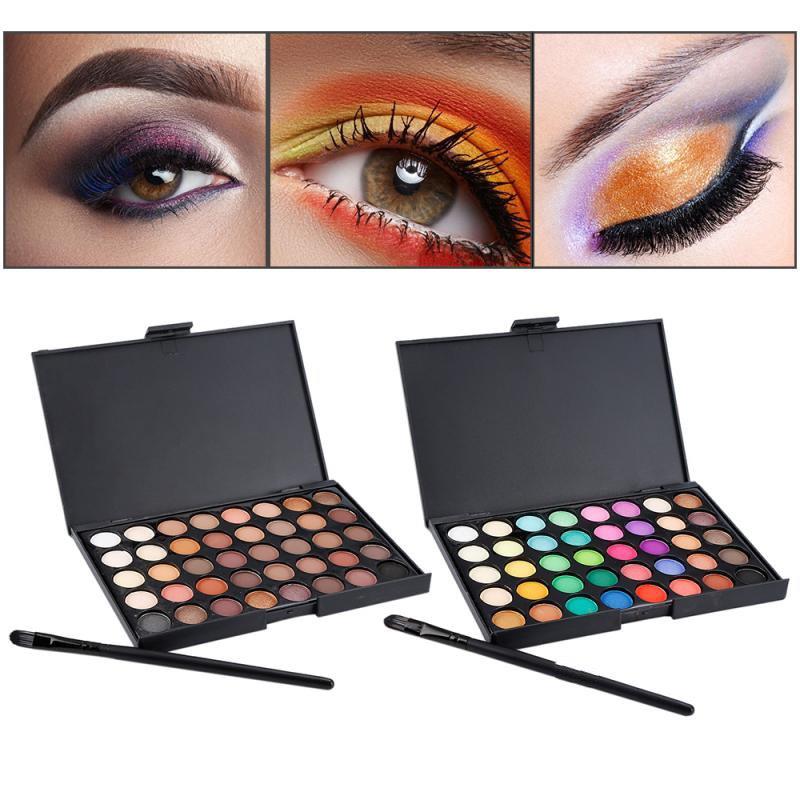 Paleta de sombras de ojos en crema con acabado mate nude de 40 colores con pincel y brillo, TSLM1