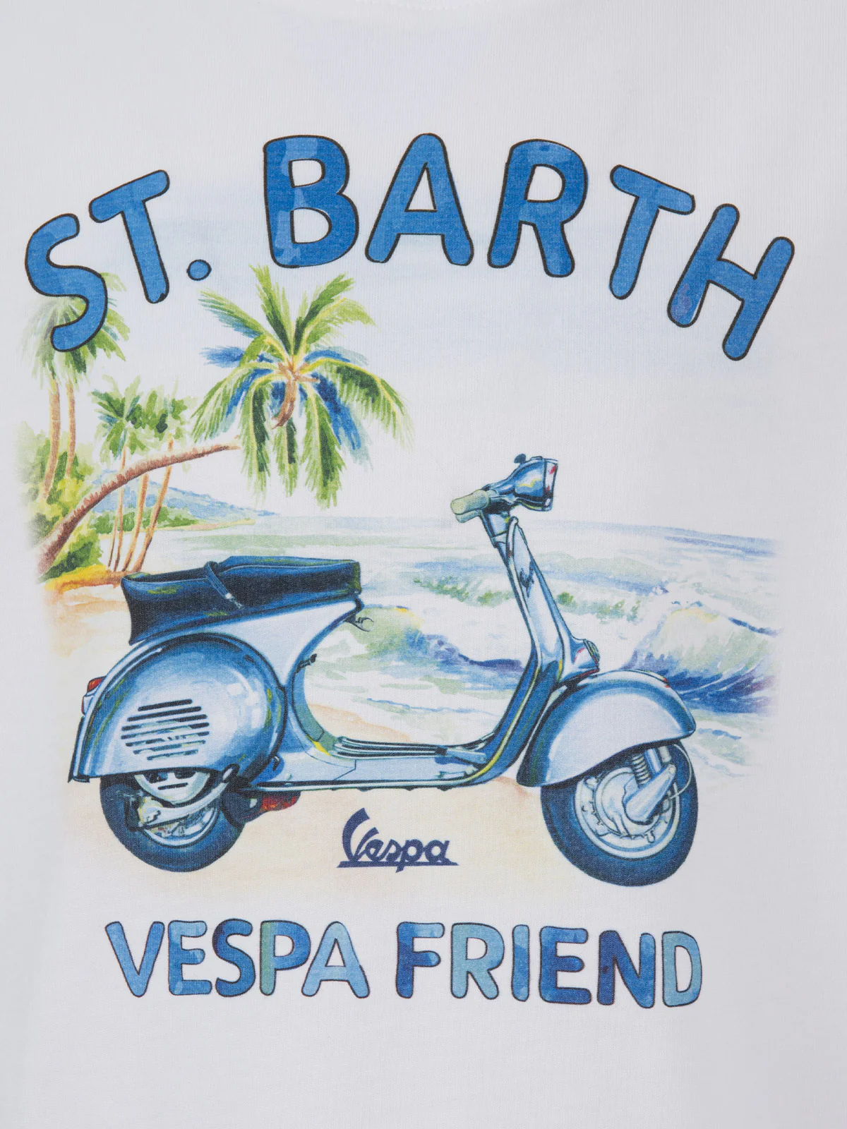 Kinder T-shirt van katoen met print van St. Barth Vespa-vrienden | EDIZIO