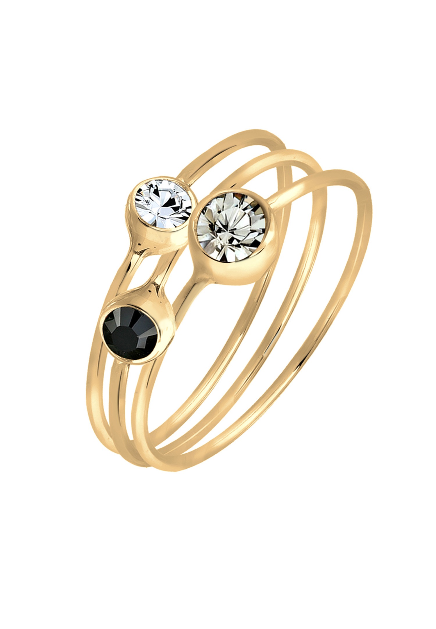 Elli Femmes Empilement Set de 3 Élégant avec Cristaux en Argent Sterling 925