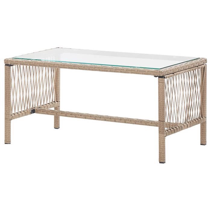 Conjunto de jardín Lemon de 4 piezas con cojines - Resina tejida beige - 80x45x40 cm 46436