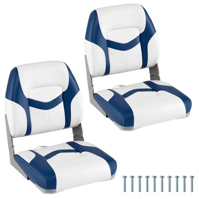 Asiento plegable de 2 piezas para barco COSTWAY con respaldo y 4 tornillos, impermeable, para barco de pesca o kayak, 42 x 49 x 51 cm, azul