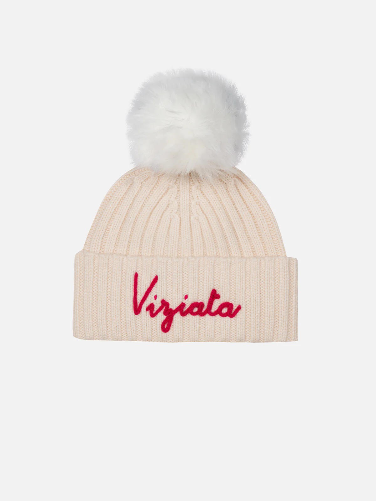 Wengen Rosa Pom-Pom-hatt med Viziata-broderi för flickor