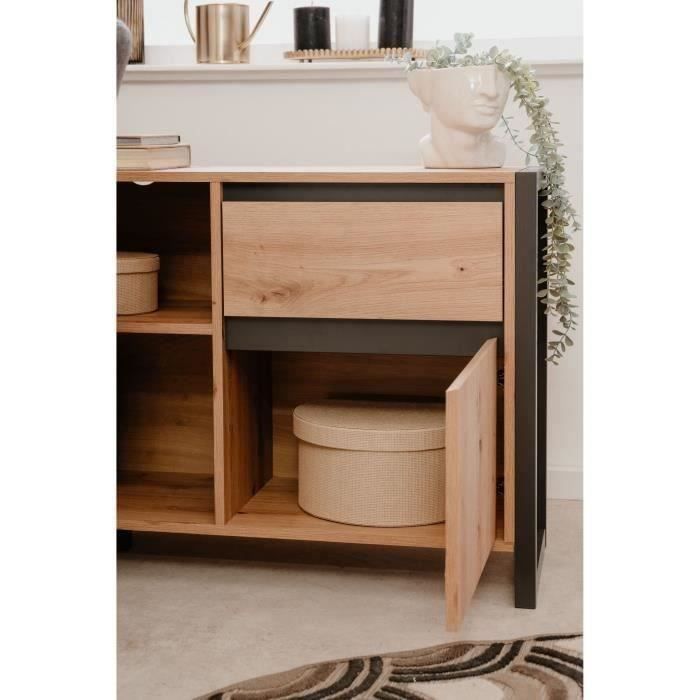 Bureau d'angle réversible Denver - Panneaux de particules - Coloris chêne artisan, anthracite - 139 x 75 x 139 cm